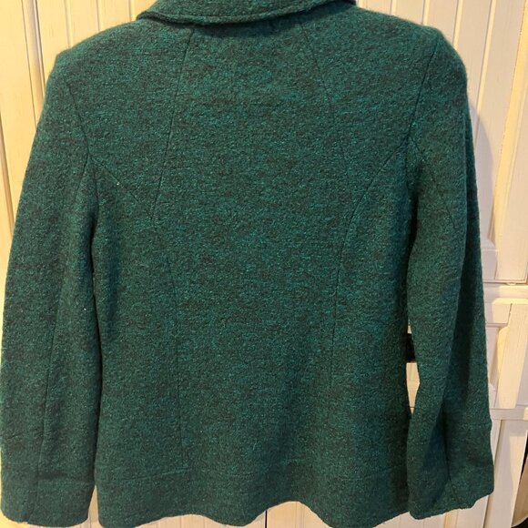 Valerie Bertinelli, Green & Black Marled 100% Wool Knit Stretch Fitted Blazer - Picture 3 of 6